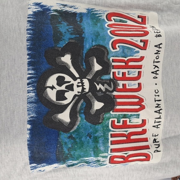 Y2K Vintage Bike Week spell out skull logo graphic XL Heather Grey t-shirt - Picture 5 of 6
